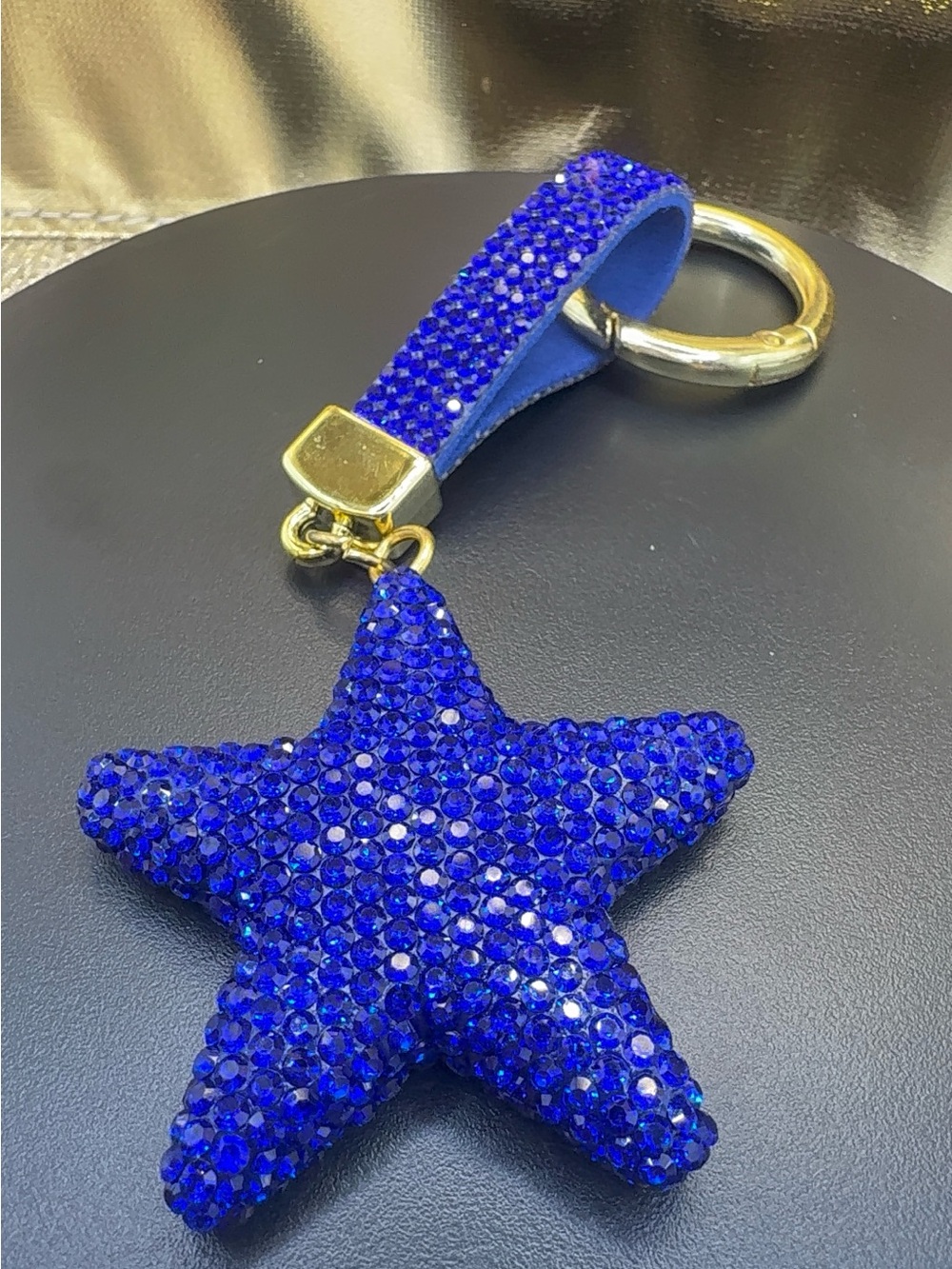 Blue Crystal Star Keychain Charm - Women's Accessory